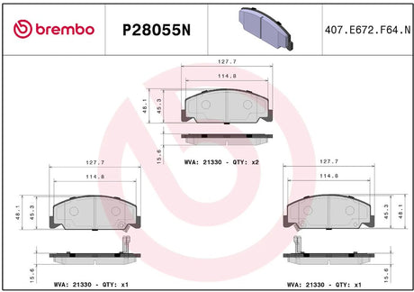 Brembo P28055n Brake Pad||p28055n_R.Jpg||86||brmp28055n||2091700
