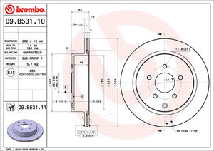 Product of Brembo 09B53111C02 Vented 1 Piece Brake Rotor 