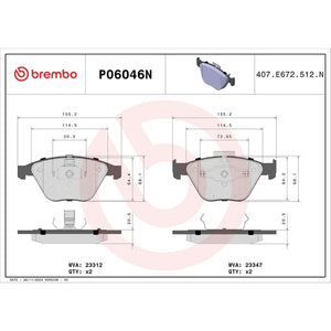 Brembo P06046n Brake Pad||p06046n_Drw.Jpg||87||brmp06046n||1752278