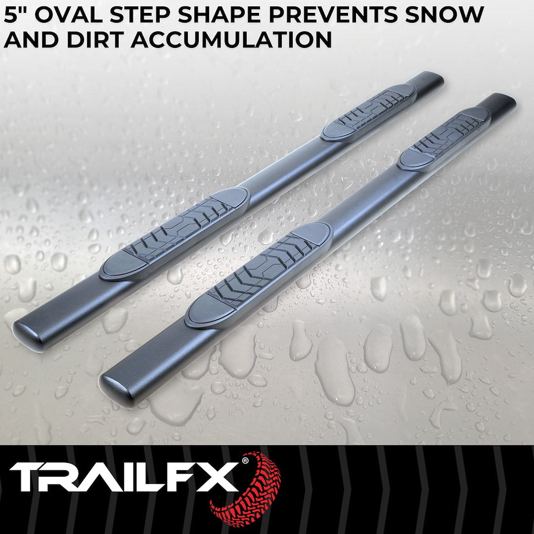 Product of TrailFX A7100T TFX 5" Oval Straight Side Bars Nerf Bar With Surface Steps 