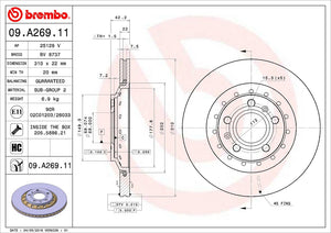 Product of Brembo 09A26911C02 Vented 1 Piece Brake Rotor 