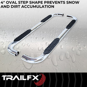 Product of TrailFX A1012S TFX 4" Oval Tube Side Steps Nerf Bar With Surface Steps 