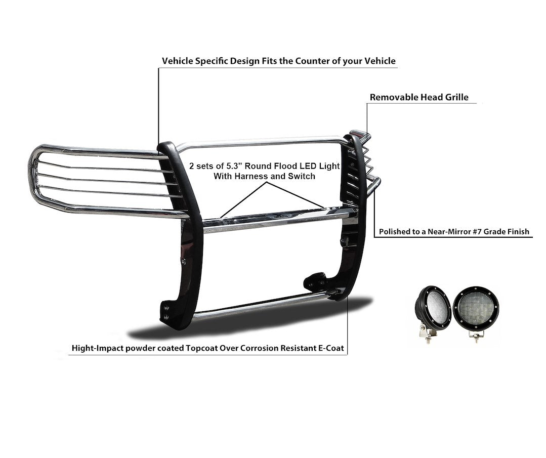 Product of Black Horse Offroad 17A098900MSS-PLFB Grille Guard  