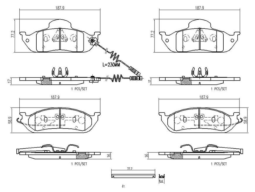 Product of Brembo P50039N Brake Pad - Set Of 4 