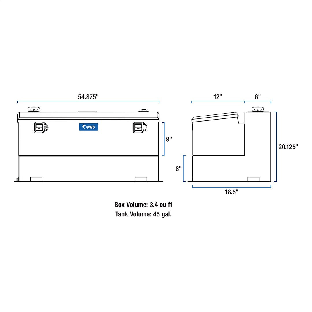 Product of UWS TT-45-COMBO-BLK Diesel Liquid Transfer Tank 45 Gallon Rectangular 