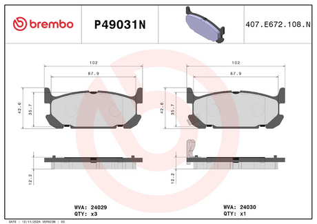 Brembo P49031n Brake Pad||p49031n_1.Png||86||brmp49031n||2104622