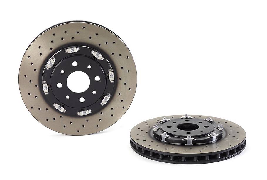 Product of Brembo 09B08513C02 Vented Cross Drilled 1 Piece Brake Rotor 