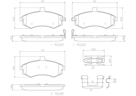Product of Brembo P30020N Brake Pad - Set Of 4 
