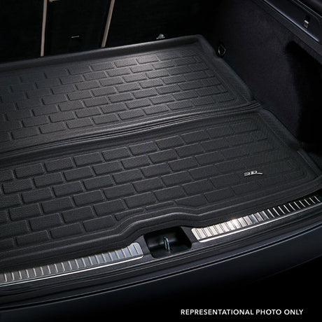 Product of 3D Mats M1TY2851309 Black Thermoplastic Rubber Of Carbon Fiber Texture To Back Of 2nd Seat Cargo Area Liner 