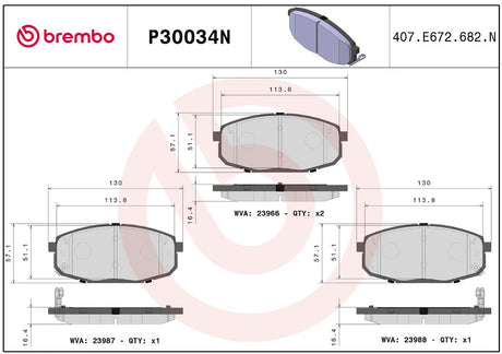 Brembo P30034n Brake Pad||p30034n_R.Jpg||86||brmp30034n||2091583