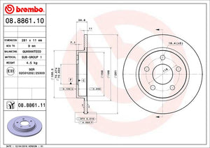 Product of Brembo 08886111C02 Solid 1 Piece Brake Rotor 