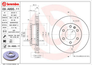 Product of Brembo 09A89511C02 Vented 1 Piece Brake Rotor 