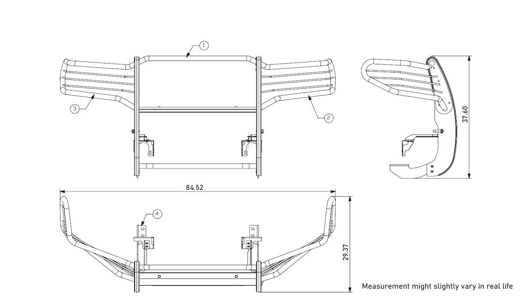 Product of Black Horse Offroad 17A098900MA-PLFR Grille Guard  