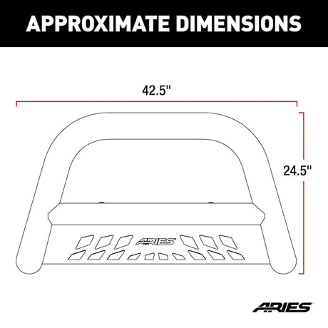Product of Aries B35-4001 Bull Bar Black Semi-Gloss Powder Coated 3 Inch Yes with skid plate 