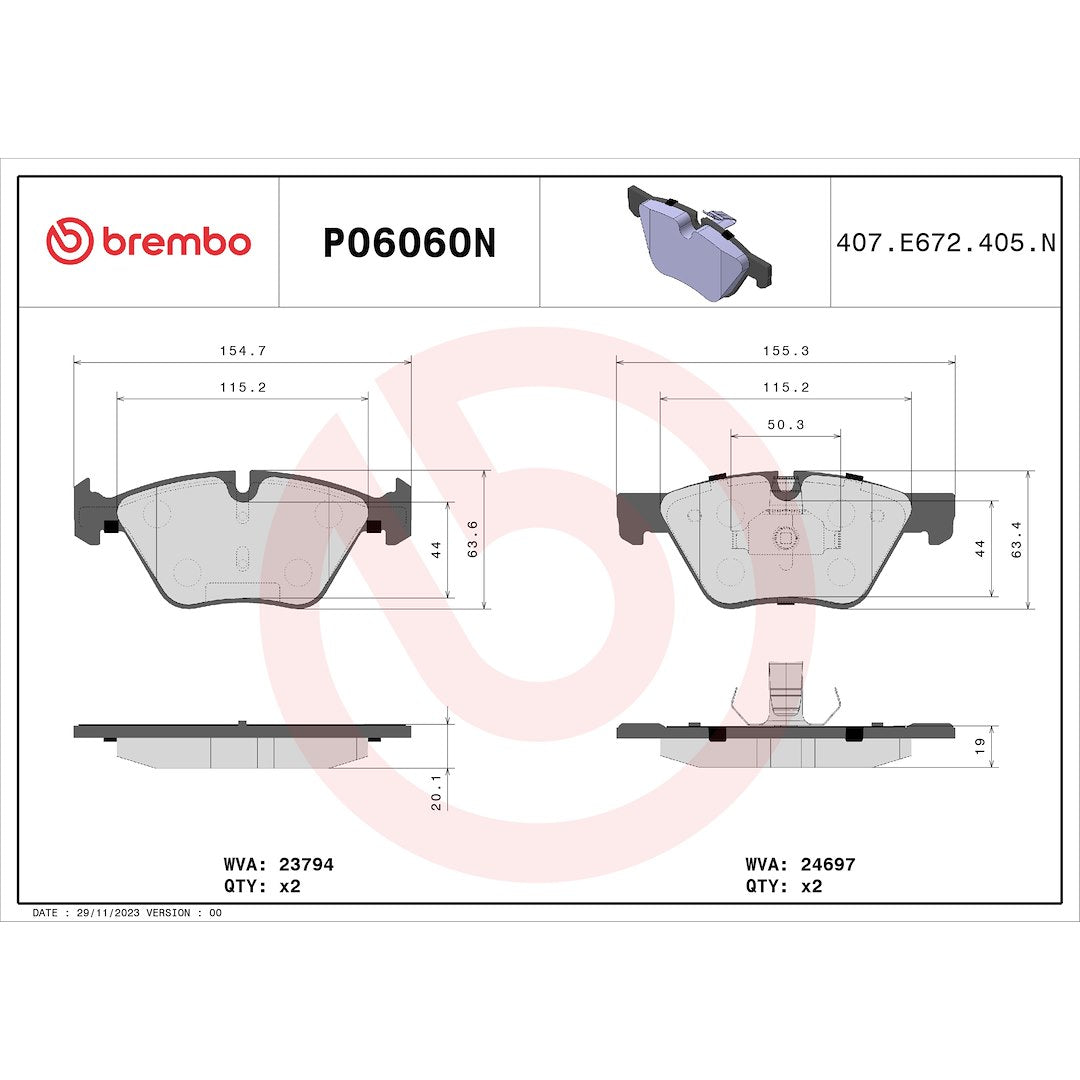 Brembo P06060n Brake Pad||p06060n_Drw.Jpg||91||brmp06060n||1752364
