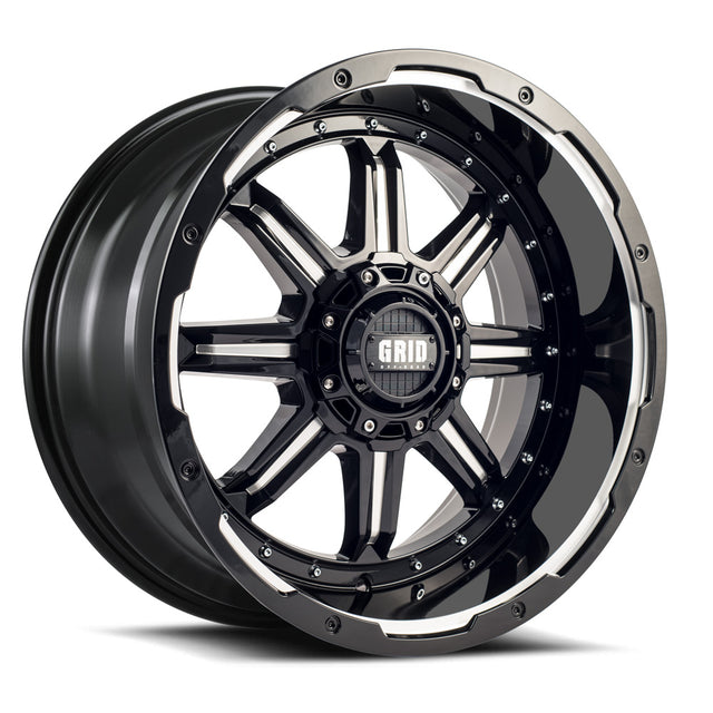 Product of Grid Wheels 17x9 Gloss Black With Natural Accents Wheel - 5x5.00 Bolt Pattern 