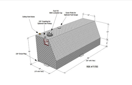 Product of RDS Tanks 71783 Rectangular 63 Gallon Auxiliary Fuel Tank 