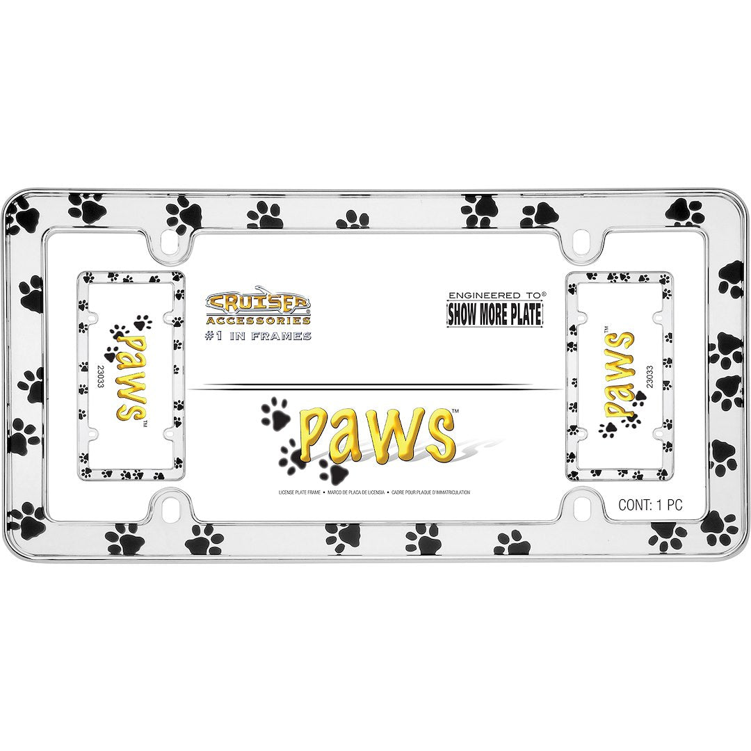 Cruiser 23033 License Plate Frame||23033_P01-Paws_Chrome-Inpack.Jpg||86||c3423033||1246443