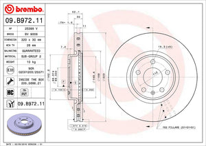 Product of Brembo 09B97211C02 Vented 1 Piece Brake Rotor 