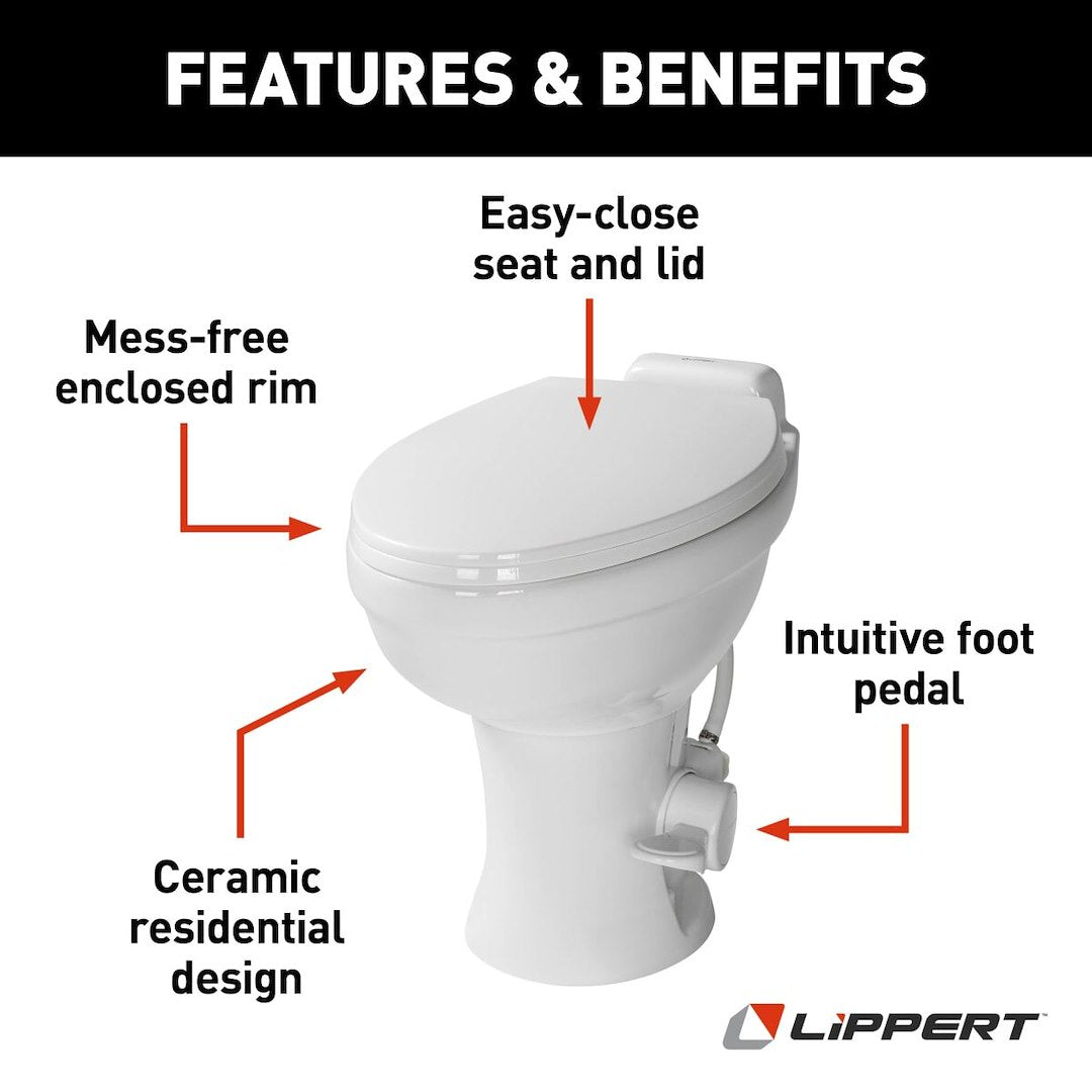 Product of Lippert Components 2022113192 Permanent Full Bowl Flush Toilet , 18 Inch 
