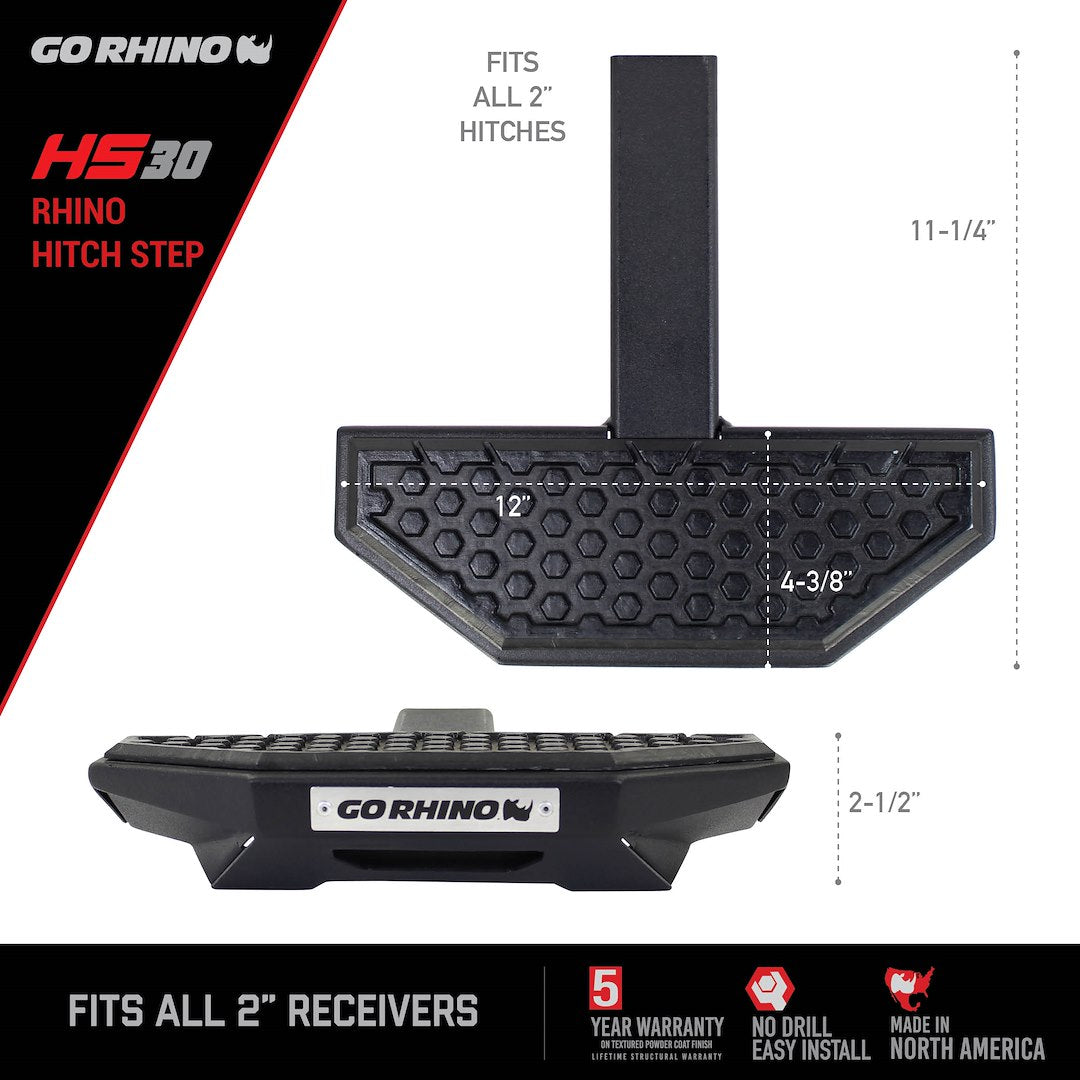 Product of Go Rhino HS3012T Black Textured Powder Coated Steel Truck Step
