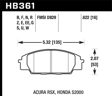 Hawk Performance Hb361n.622 Brake Pad||hb361.Jpg||86||h27hb361n622||1337341