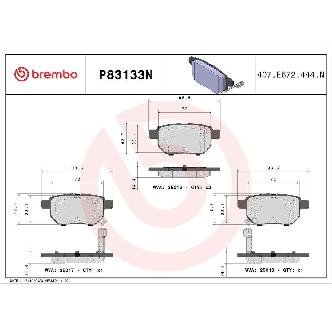 Brembo P83133n Brake Pad||p83133n_Drw.Jpg||91||brmp83133n||1754145