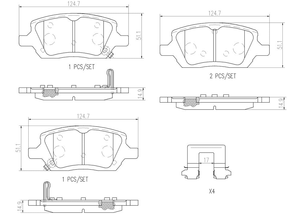 Product of Brembo P10035N Brake Pad - Set Of 4 