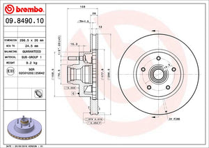 Product of Brembo 09849010C02 Vented 1 Piece Brake Rotor 