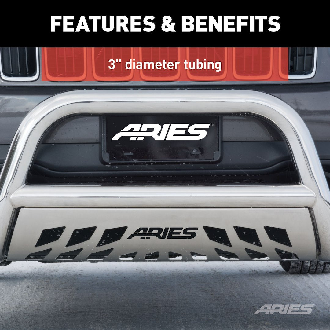 Product of Aries 35-4016 Bull Bar Polished 3 Inch Yes with skid plate 