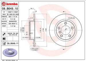 Product of Brembo 08B64911C02 Solid 1 Piece Brake Rotor 