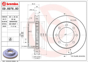 Product of Brembo 09897680C02 Vented 1 Piece Brake Rotor 