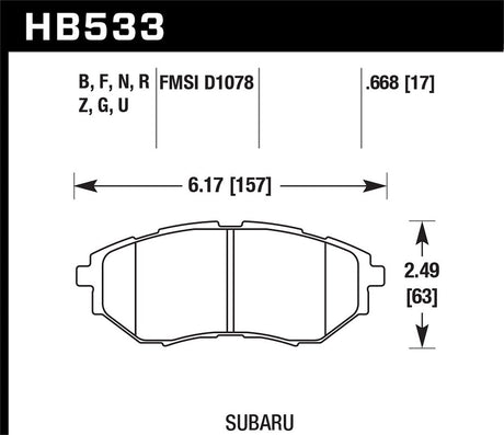 Hawk Performance Hb533f.668 Brake Pad||hb533.Jpg||86||h27hb533f668||2271060