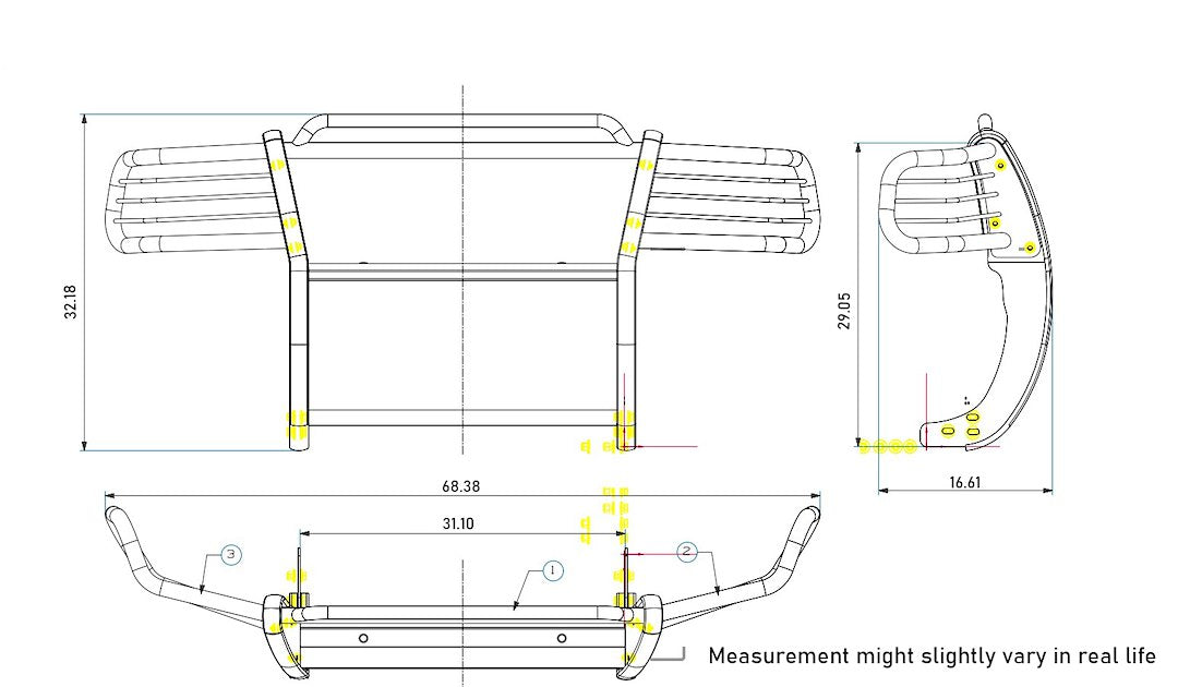 Product of Black Horse Offroad 17FR20MA-PLFR Grille Guard  