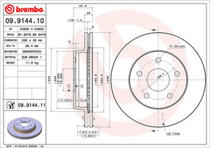 Product of Brembo 09914411C02 Vented 1 Piece Brake Rotor 