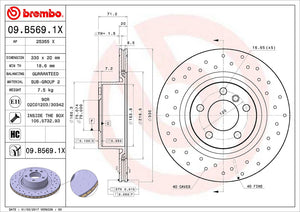 Product of Brembo 09B5691XC02 Xtra Vented Cross Drilled 1 Piece Brake Rotor 