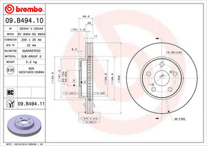 Product of Brembo 09B49411C02 Vented 1 Piece Brake Rotor 