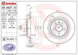Product of Brembo 08A53711C02 Solid 1 Piece Brake Rotor 