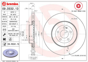 Product of Brembo 09D53213C02 Vented 1 Piece Brake Rotor 