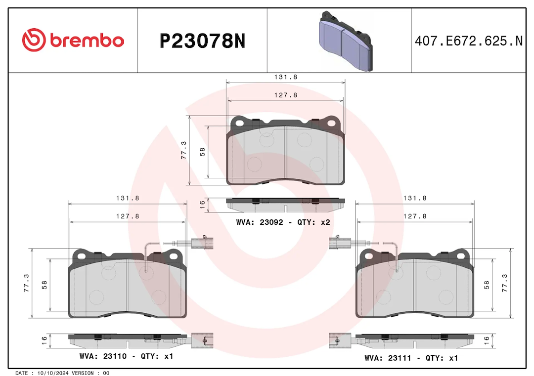 Brembo P23078n Brake Pad||p23078n_1.Png||86||brmp23078n||2104521
