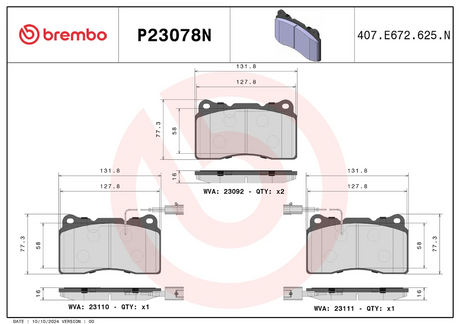 Brembo P23078n Brake Pad||p23078n_1.Png||86||brmp23078n||2104521
