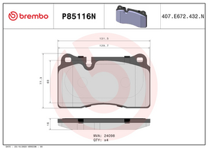 Brembo P85116n Brake Pad||p85116n_1.Png||86||brmp85116n||2104707