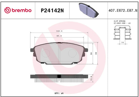 Brembo P24142n Brake Pad||p24142n_R.Jpg||86||brmp24142n||2091692