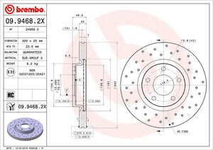 Product of Brembo 0994682XC02 Xtra Vented Cross Drilled 1 Piece Brake Rotor 