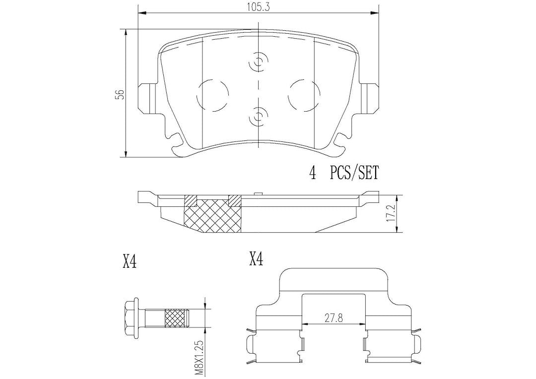Product of Brembo P85095N Brake Pad - Set Of 4 