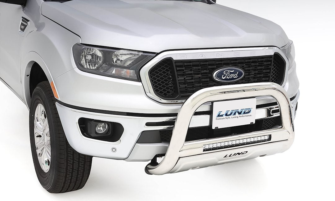 Product of Lund International 47021216 Bull Bar Polished 3-1/2 Inch Yes with skid plate 
