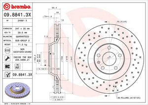 Product of Brembo 0988413XC02 Xtra Vented Cross Drilled 1 Piece Brake Rotor 