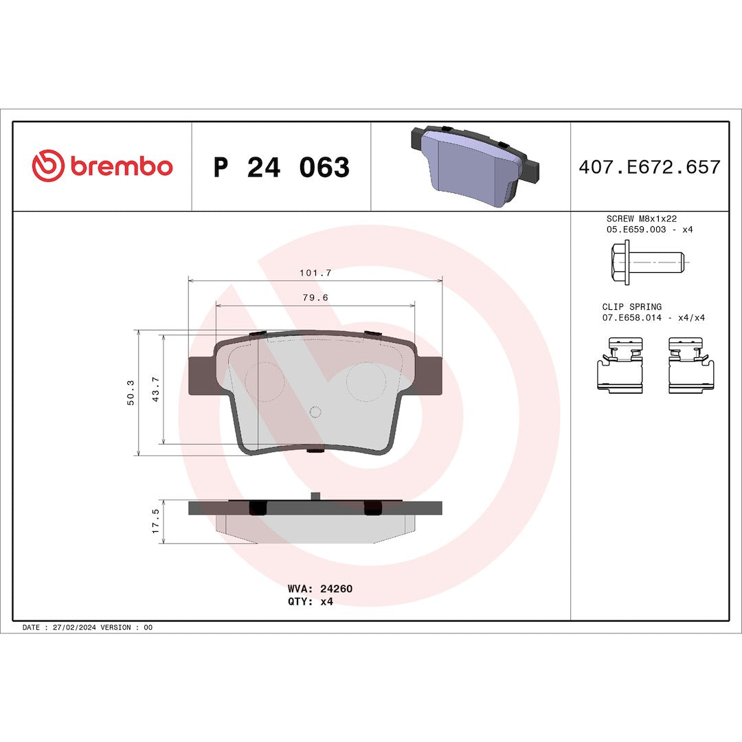 Brembo P24063 Brake Pad||||88||brmp24063||2008987