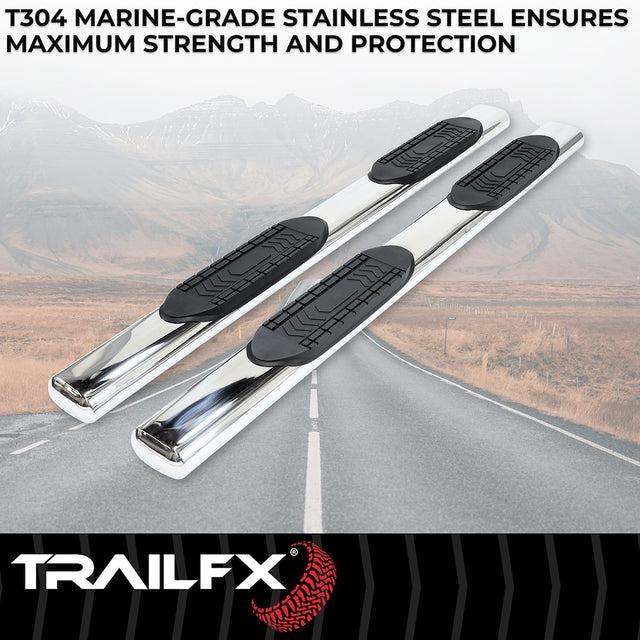 Product of TrailFX A8210S TFX 6" Oval Straight Side Bars Nerf Bar With Surface Steps 