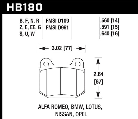Product of Hawk Performance HB180Z.560 Performance/ Street Brake Pad - Set Of 4 
